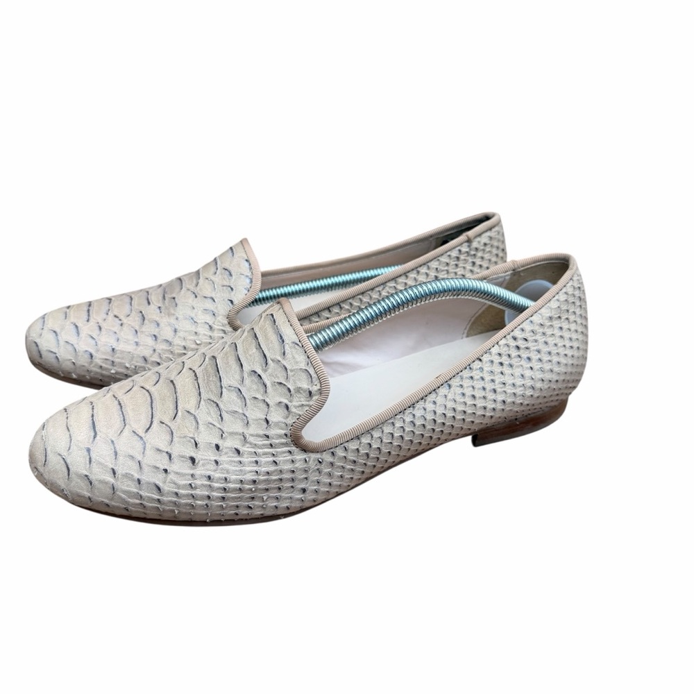 Cole Haan Cream Textured Leather Loafers